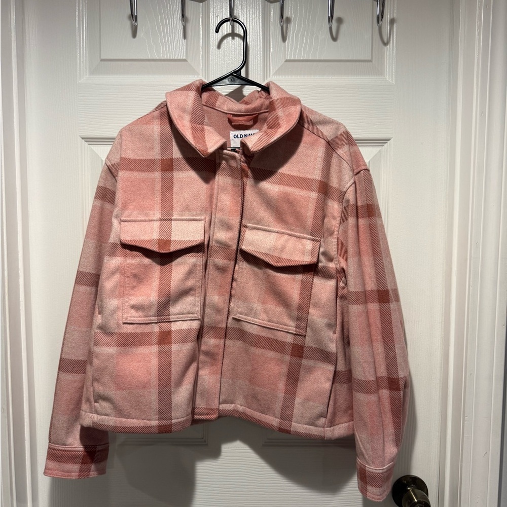 Old Navy Women's Pink Plaid Shacket